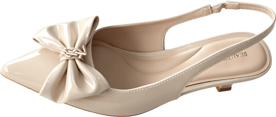 POINTED TOE PATENT LEATHER SLINGBACK PUMPSWITH BOW 3