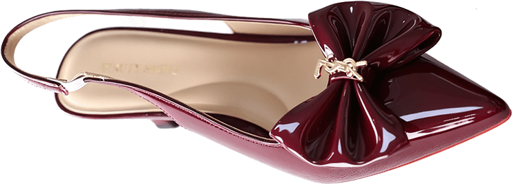 POINTED TOE PATENT LEATHER SLINGBACK PUMPSWITH BOW 4