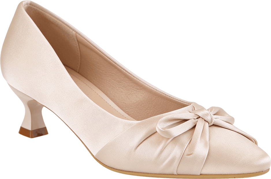 POINTED TOE SATIN HIGH HEEL PUMPS WITH BOW 2