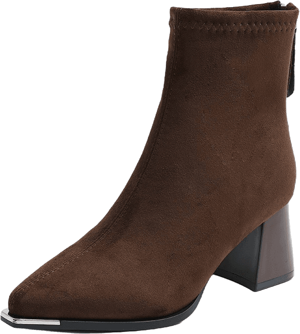 SUEDE ANKLE BOOTS WITH BLOCK HEEL AND METAL TOE CAP 4