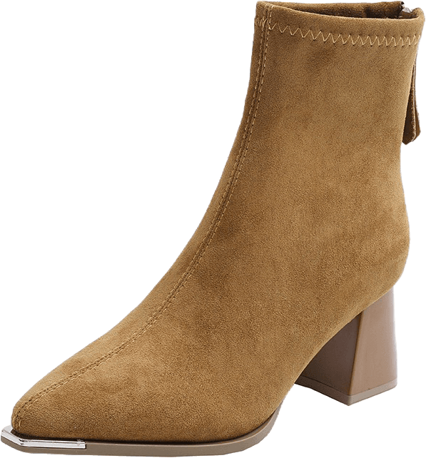 SUEDE ANKLE BOOTS WITH BLOCK HEEL AND METAL TOE CAP 3