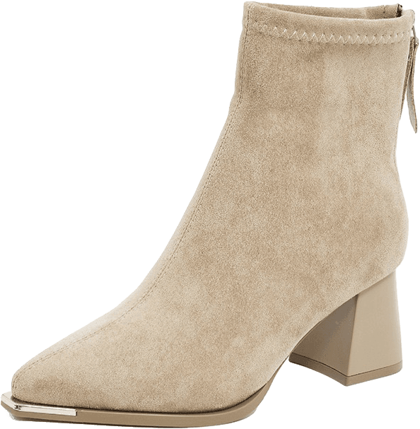 SUEDE ANKLE BOOTS WITH BLOCK HEEL AND METAL TOE CAP 2