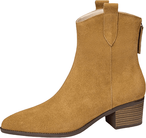 TAN SUEDE ANKLE BOOTS WITH BLOCK HEEL AND BACK ZIPPER 2