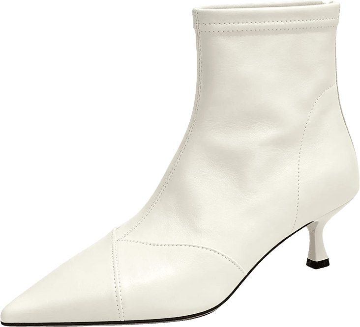 POINTED TOE ANKLE BOOTS WITH KITTEN HEEL AND BACK ZIPPER 3