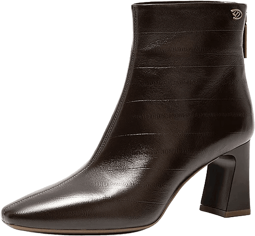 SQUARE TOE ANKLE BOOTS WITH BLOCK HEEL AND BACK ZIPPER 2