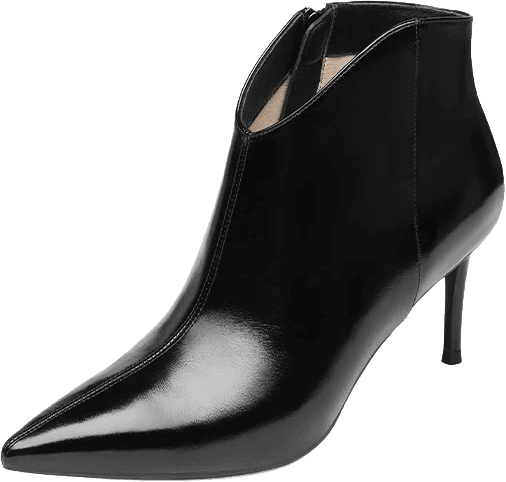 PATENT LEATHER POINTED TOE ANKLE BOOTS WITH SIDE ZIPPER AND STILETTO HEEL 2