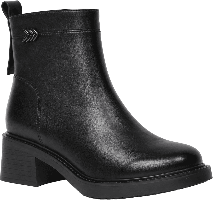 Ankle Boots Chunky Block Heel Round Toe Faux Leather Casual Dress Booties 2