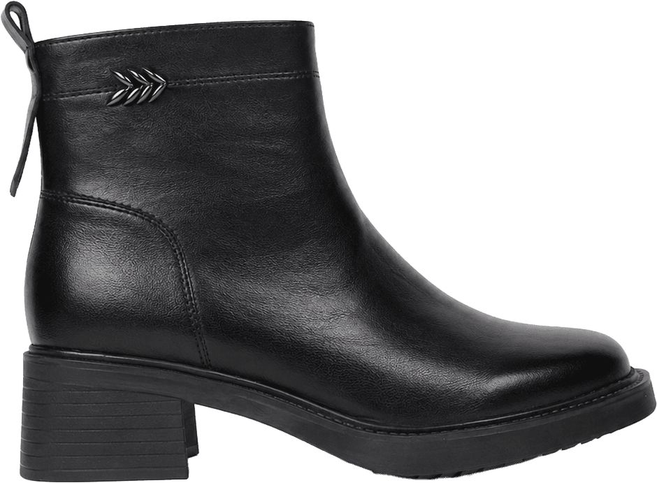 Ankle Boots Chunky Block Heel Round Toe Faux Leather Casual Dress Booties