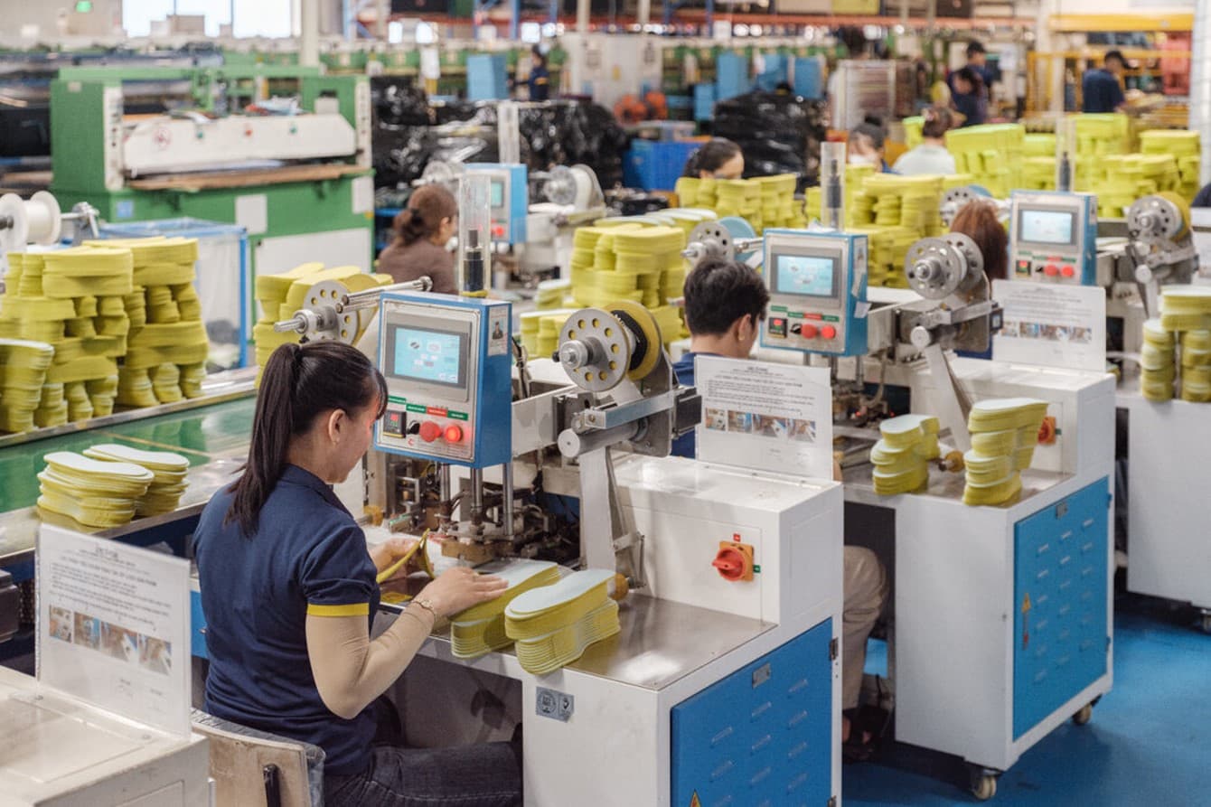 Modern footwear production line in Wenzhou factory