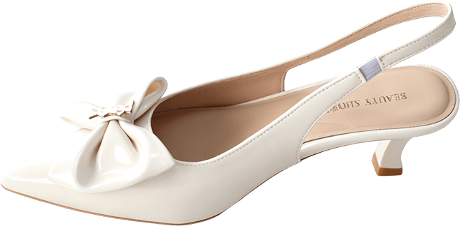 POINTED TOE PATENT LEATHER SLINGBACK PUMPSWITH BOW