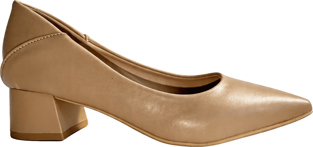 POINTED TOE LEATHER BLOCK HEEL PUMPS