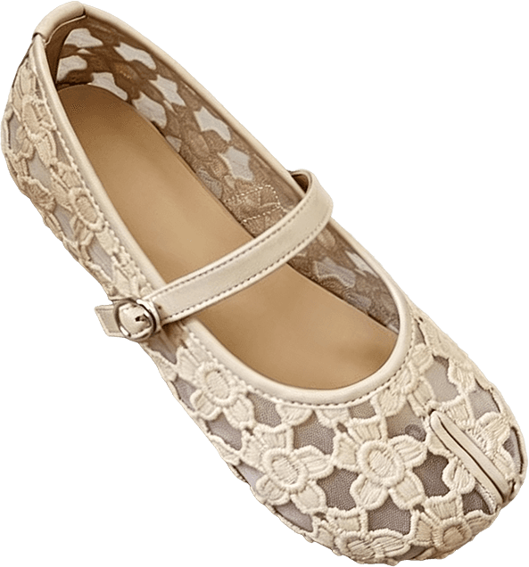 LORAL LACE MESH SPLIT-TOE MARY JANE FLATS