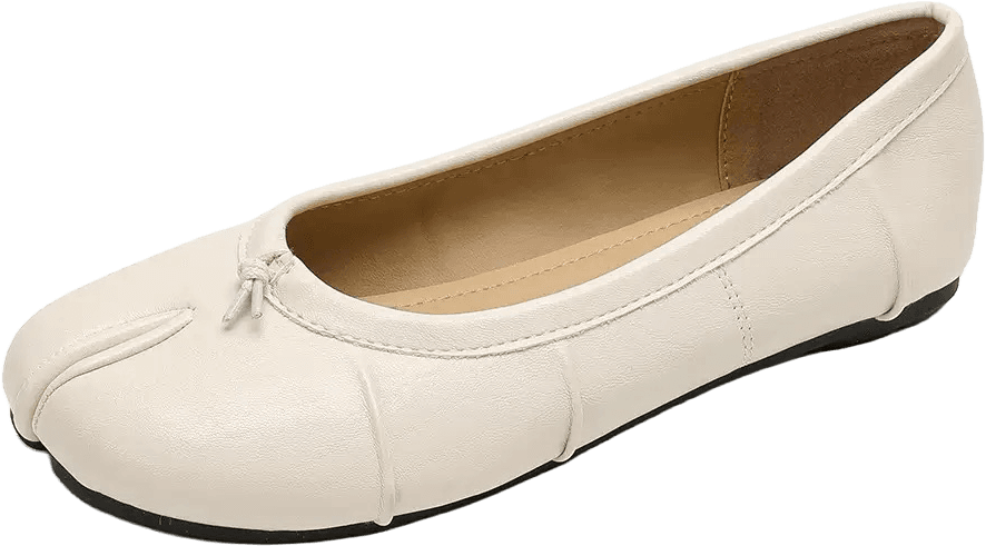 SPLIT-TOE FLAT SHOES WITH DRAWSTRING AND SIDE RUCHED DETAIL