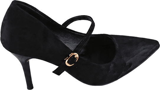 POINTED TOE SUEDE LEATHER HIGH HEEL PUMPS WITH INSTEP STRAP (