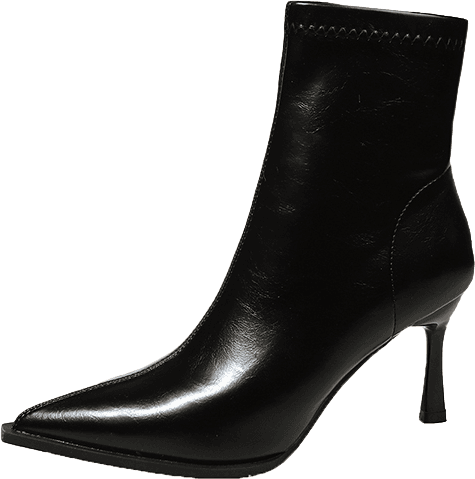 GLOSSY POINTED TOE ANKLE BOOTS WITH STILETTO HEEL