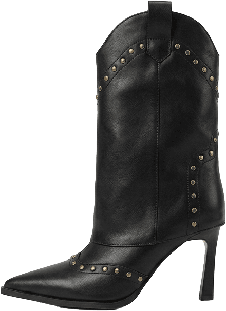 STUDDED WESTERN COWBOY BOOTS WITH POINTED TOE AND HIGH HEEL