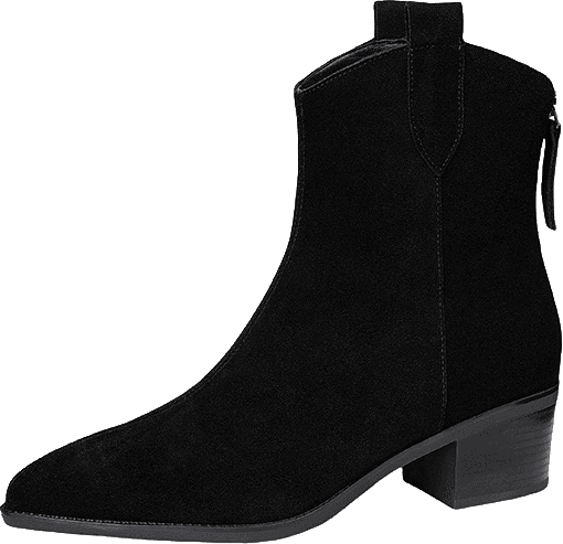 TAN SUEDE ANKLE BOOTS WITH BLOCK HEEL AND BACK ZIPPER