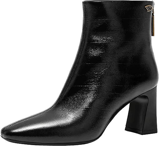 SQUARE TOE ANKLE BOOTS WITH BLOCK HEEL AND BACK ZIPPER