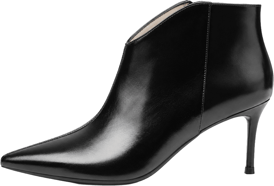 PATENT LEATHER POINTED TOE ANKLE BOOTS WITH SIDE ZIPPER AND STILETTO HEEL